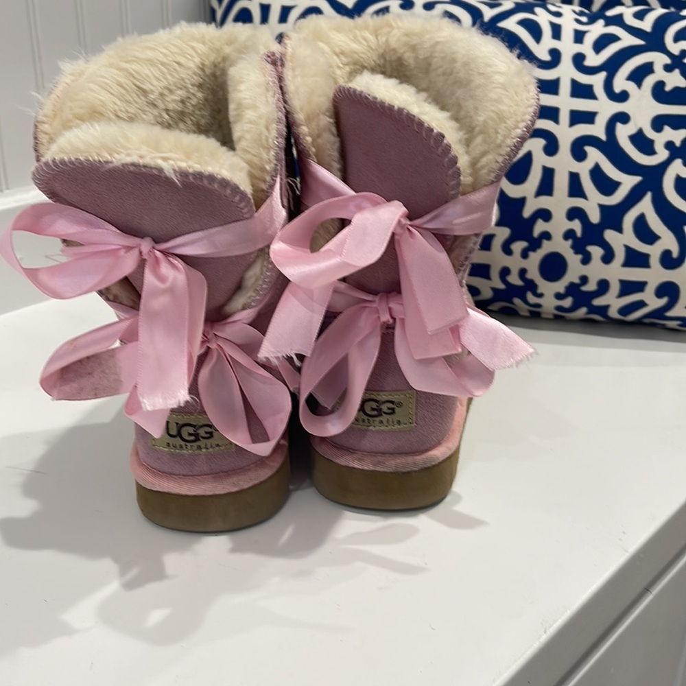 Ugg Australia Bailey Bow Pink Leather/Sheepskin Boots